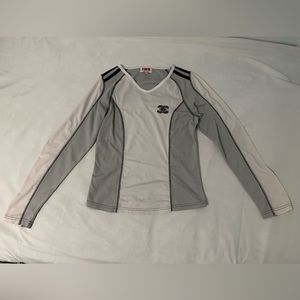 Green and white medium vintage jersey-style long sleeve